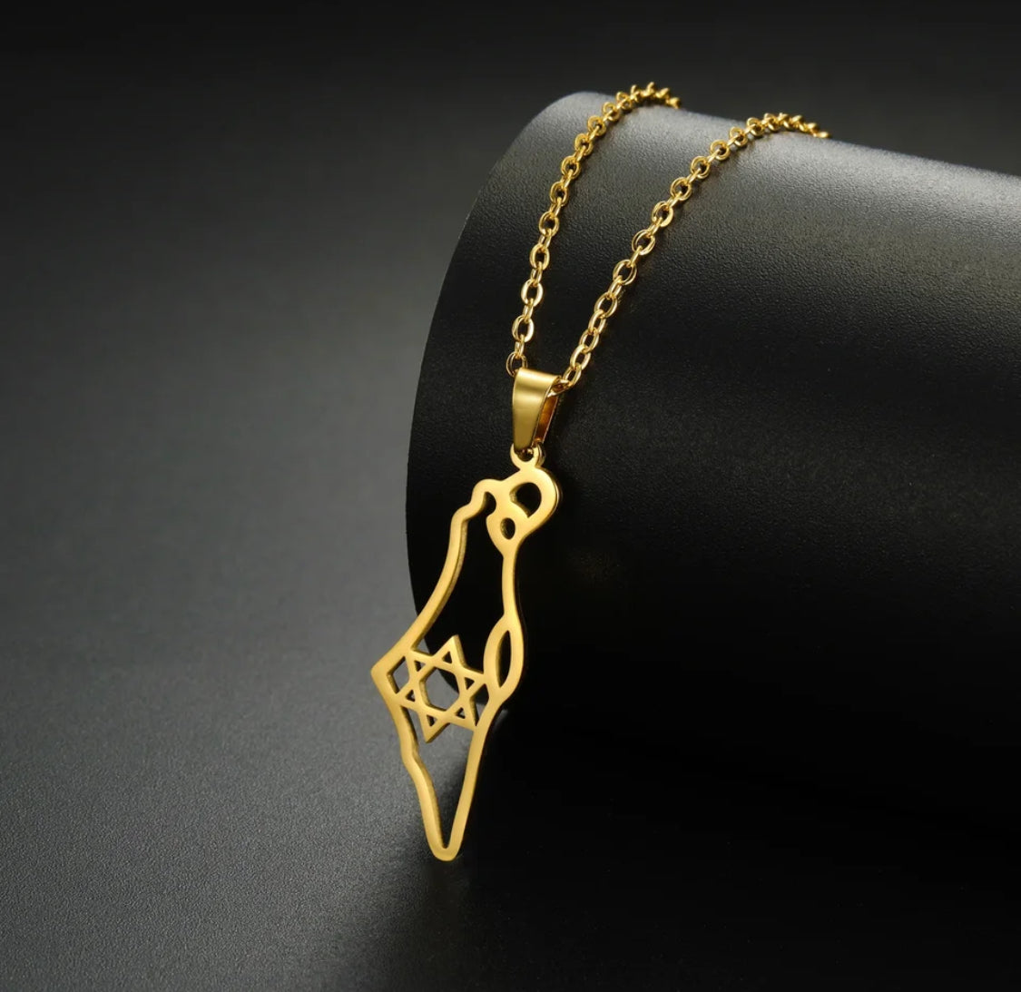 Gold Israel map chocker necklace