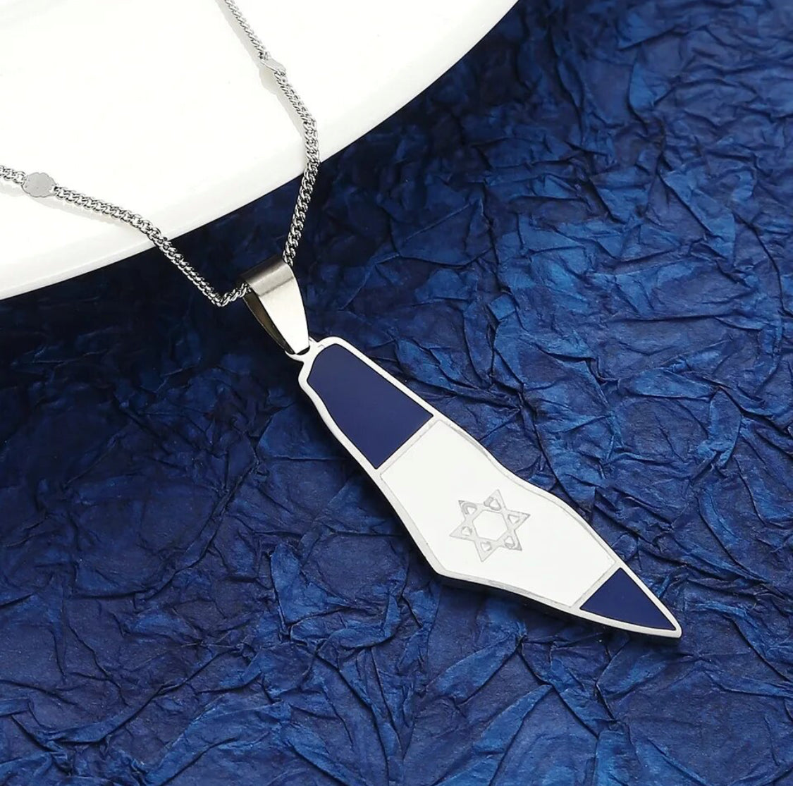 Stainless steel Israel map necklace