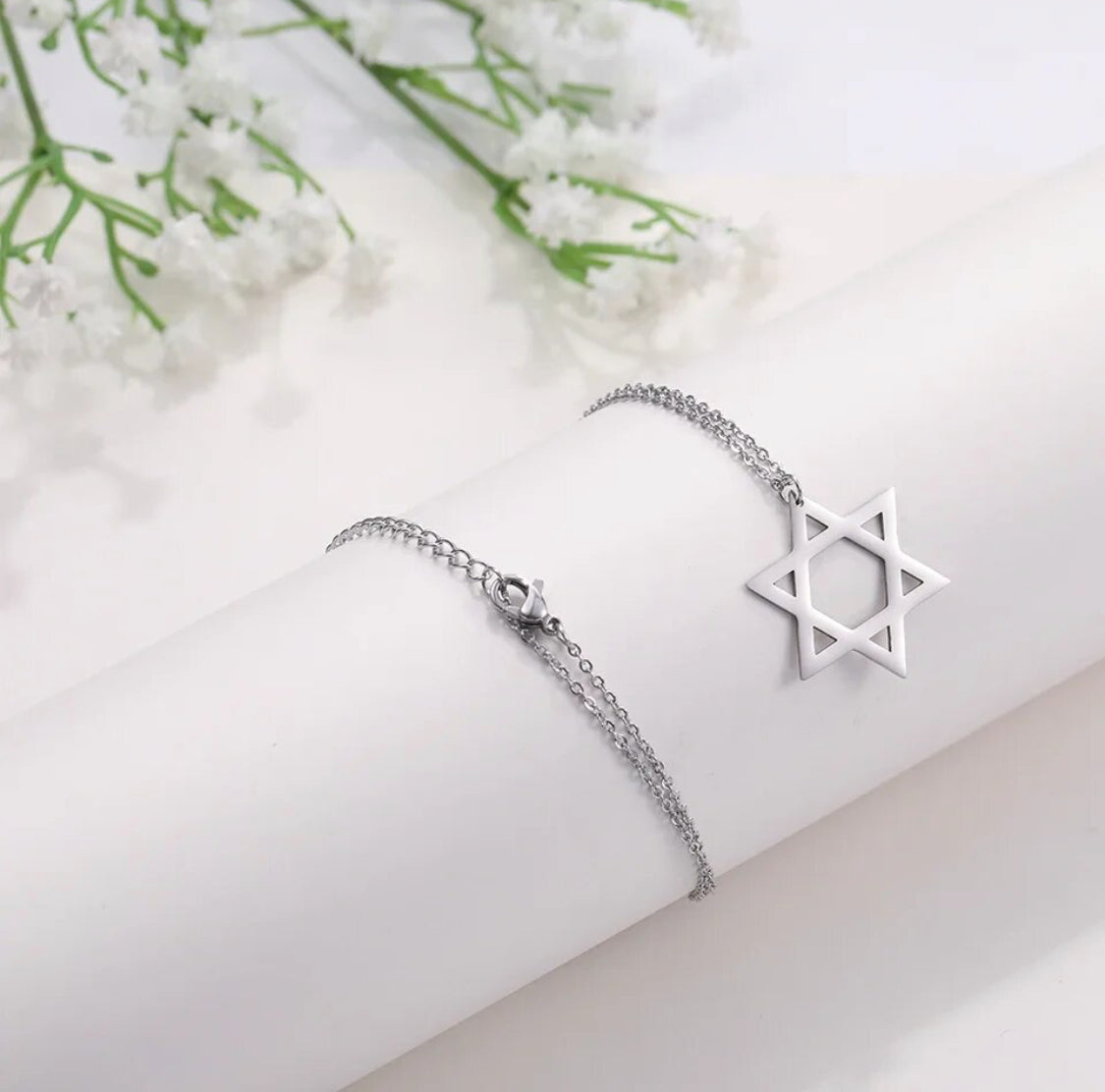 Stainless steel Star of David pedant necklace