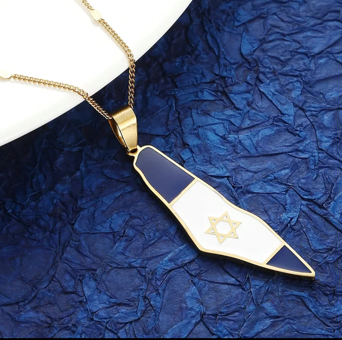 Gold Israel map necklace